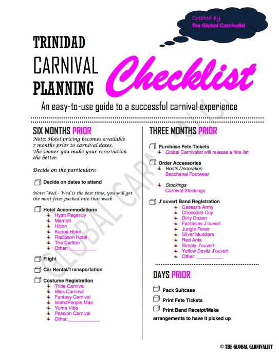 Trinidad Planning Checklist